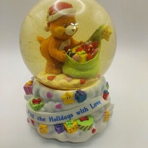 Care Bears Keepsake Snow Globe Christmas‎ 2003 Music Box Filling Love Read!